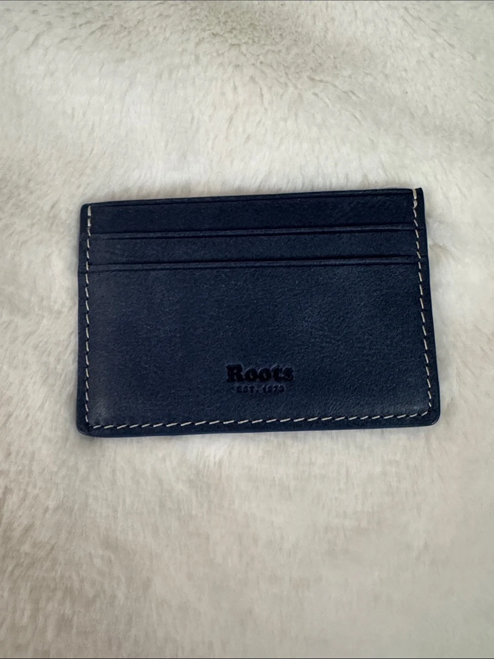 Roots Leather Card Sleeve with Embossed Logo